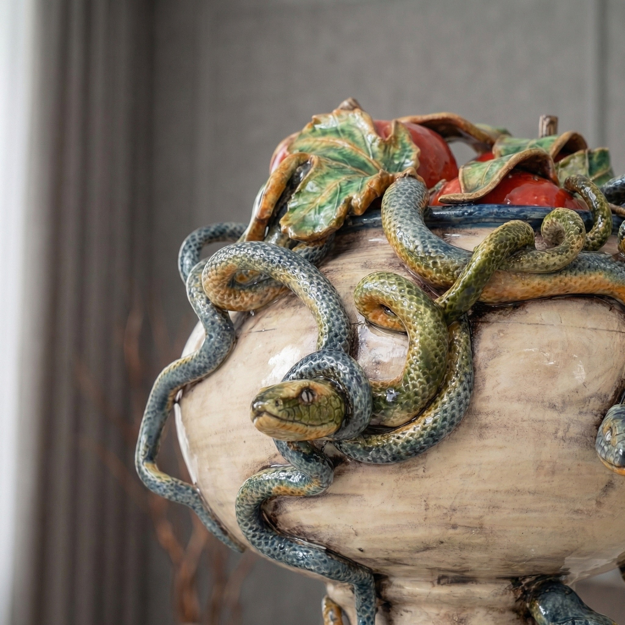 Alzata in Ceramica di Caltagirone h 26 cm - Linea Giardini dell'Eden