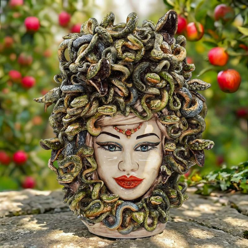 Testa Medusa h 48 cm - Madreperla Antichizzato | Ceramica Caltagirone