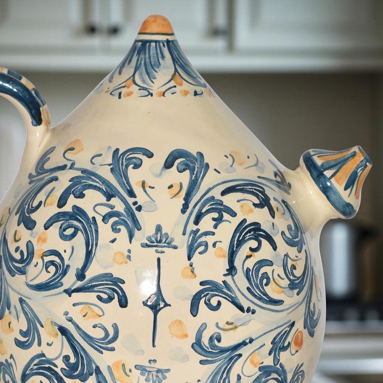 Bummulu Malandrino ceramiche Caltagirone fatti a mano decorato blu e arancio