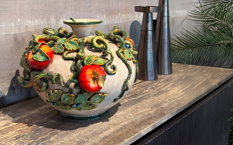 Vaso della Collezione Giardini dell'Eden in ceramica di Caltagirone fatta a mano — Ceramiche di Caltagirone Sofia