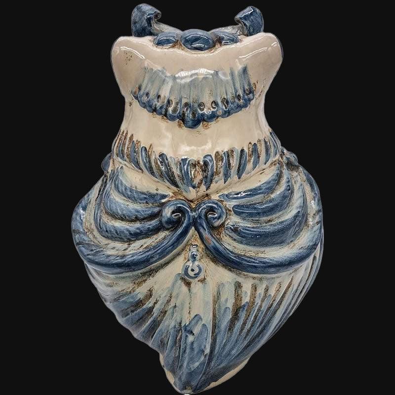 Gufo in ceramica blu e bianca, ceramiche Caltagirone fatti a mano, stile artigianale Sofia