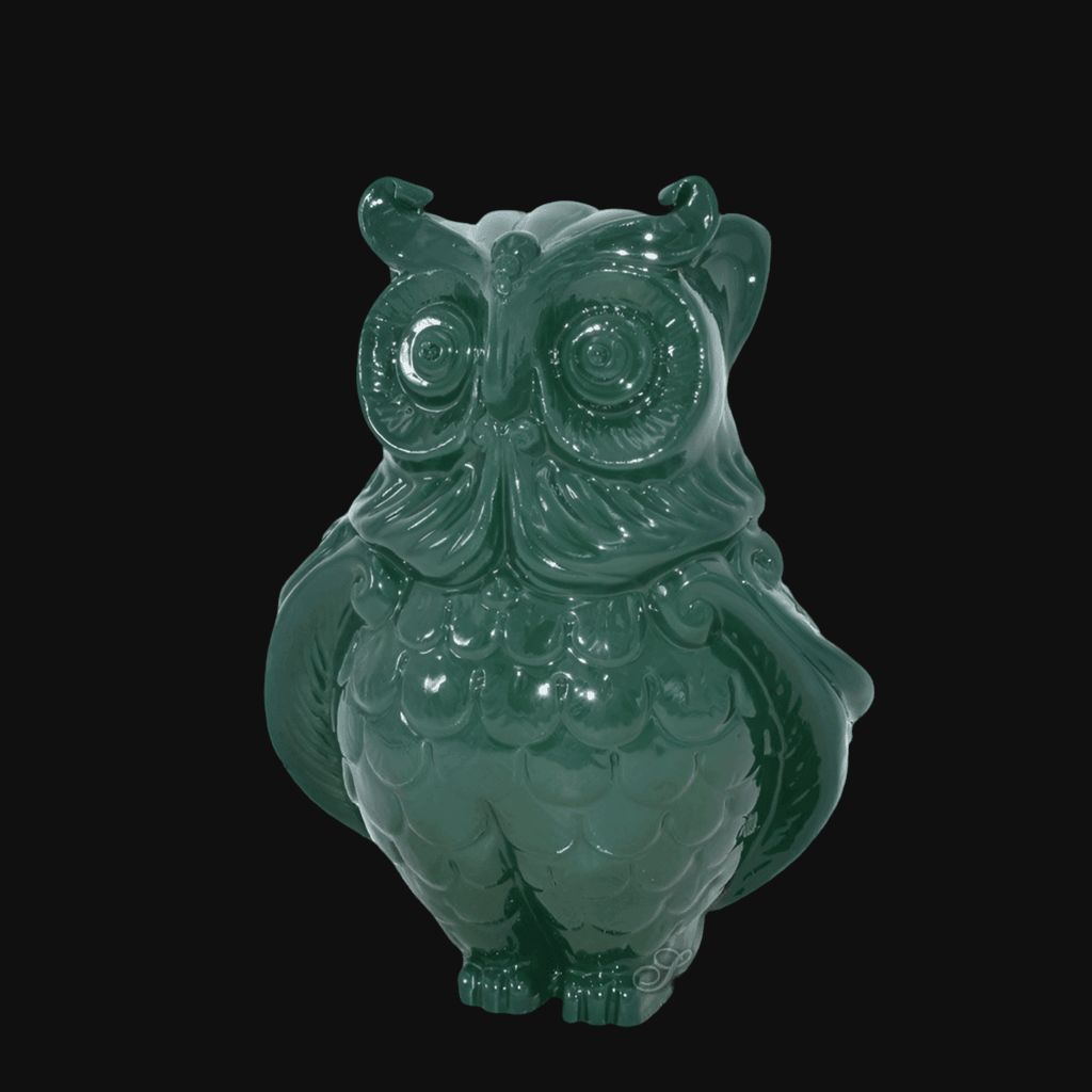 Gufo in ceramica verde antico ceramiche Caltagirone fatti a mano, stile artigianale Sofia