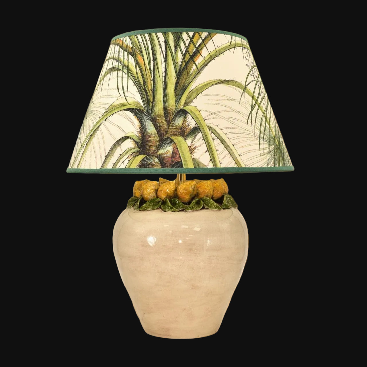 Lume boccia h 27 limoni Siciliani (h 52 c/paralume Ø35/40) - Ceramiche di Caltagirone Sofia