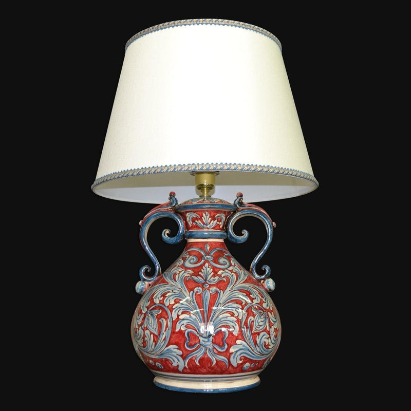 Lume Cipolla in Ceramica di Caltagirone h 40 cm - Ornato Blu e Bordeaux