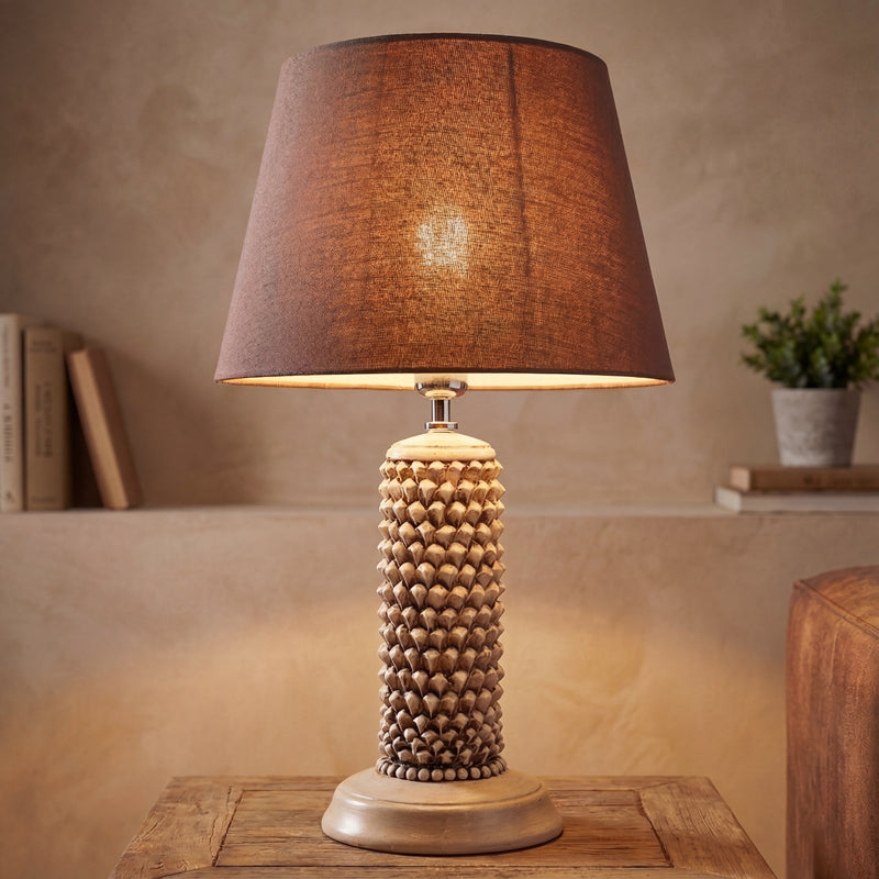 Lume Pigna Cilindro in Ceramica di Caltagirone h 60 cm - Madreperla Antichizzato
