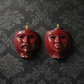 Maschera d'Appoggio Bordeaux con dettagli in oro cm 25x30 - Ceramiche di Caltagirone Sofia