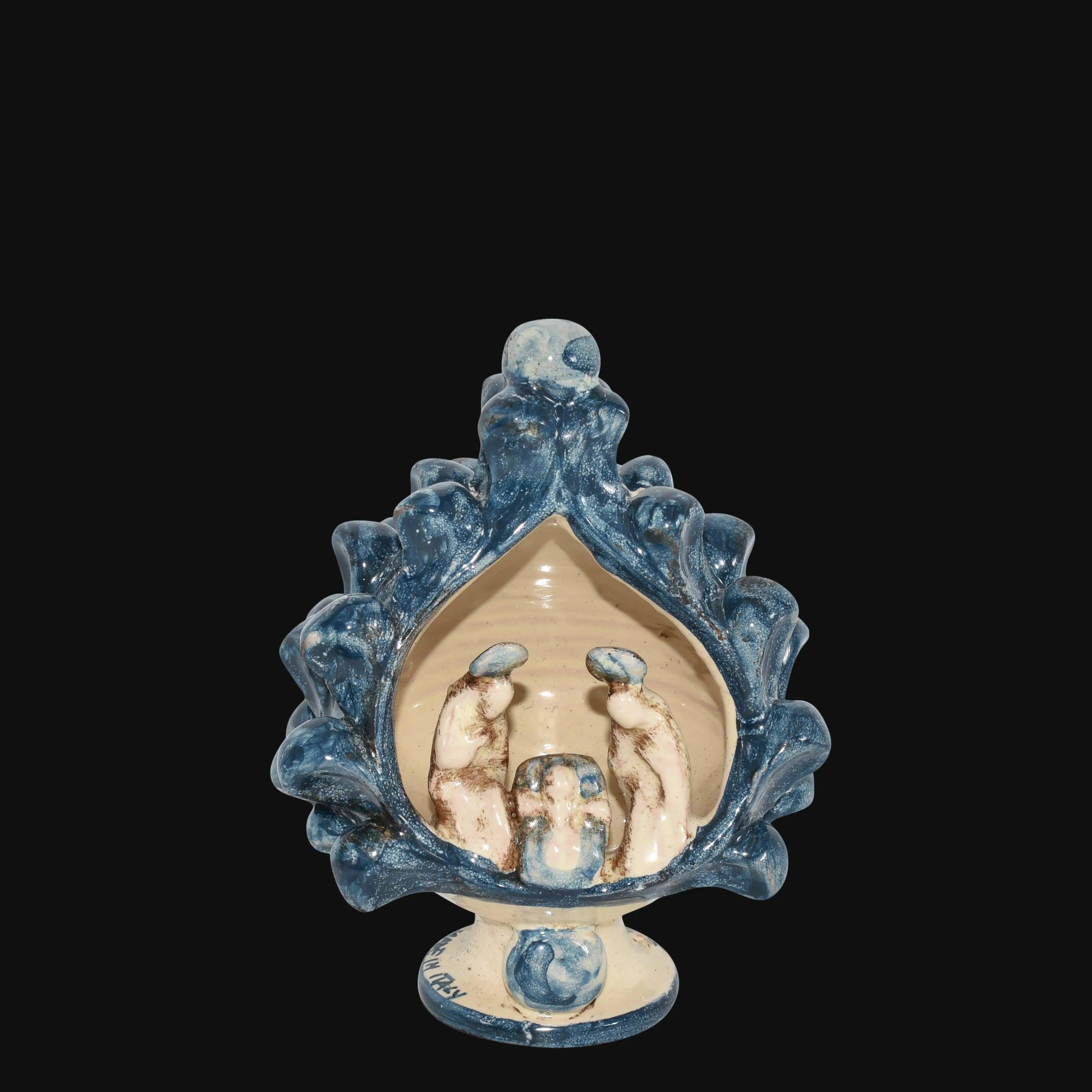 Natività blu in ceramica di Caltagirone Sofia, fatti a mano, stile artigianale tradizionale.