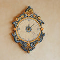 Orologio da parete in ceramica blu e arancio, ceramiche Caltagirone fatti a mano Sofia