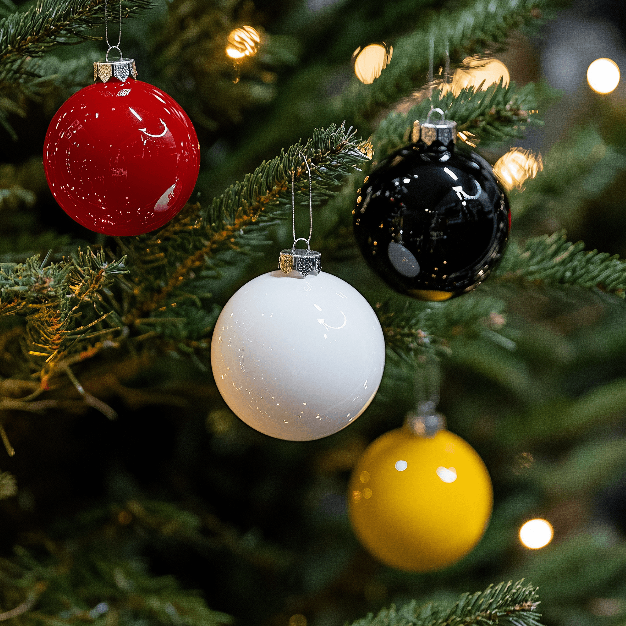 Palline natalizie colorate in ceramica di Caltagirone fatti a mano su albero di Natale