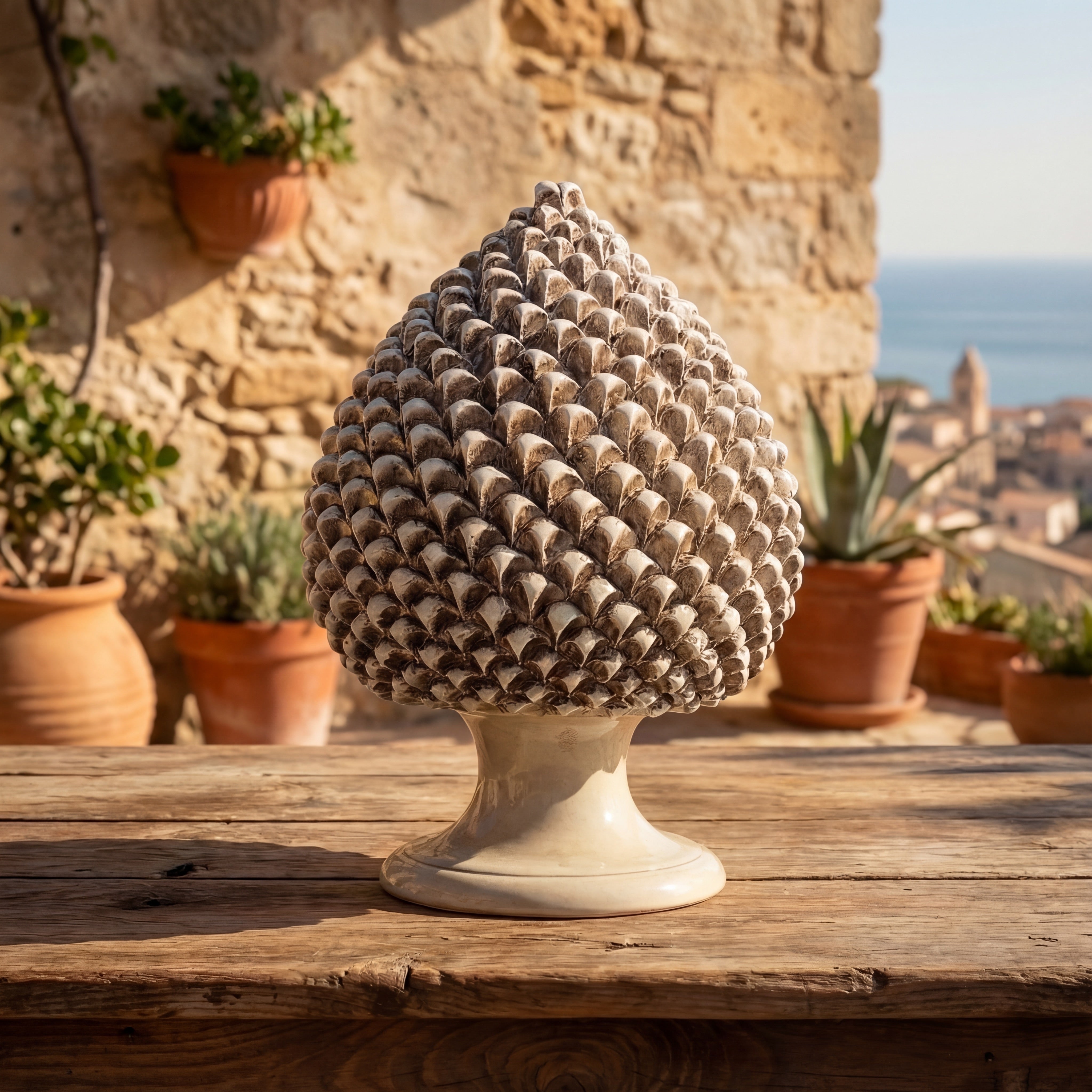 Pigna artigianale Siciliana Decoro Madreperla Antichizzato - Ceramiche di Caltagirone Sofia
