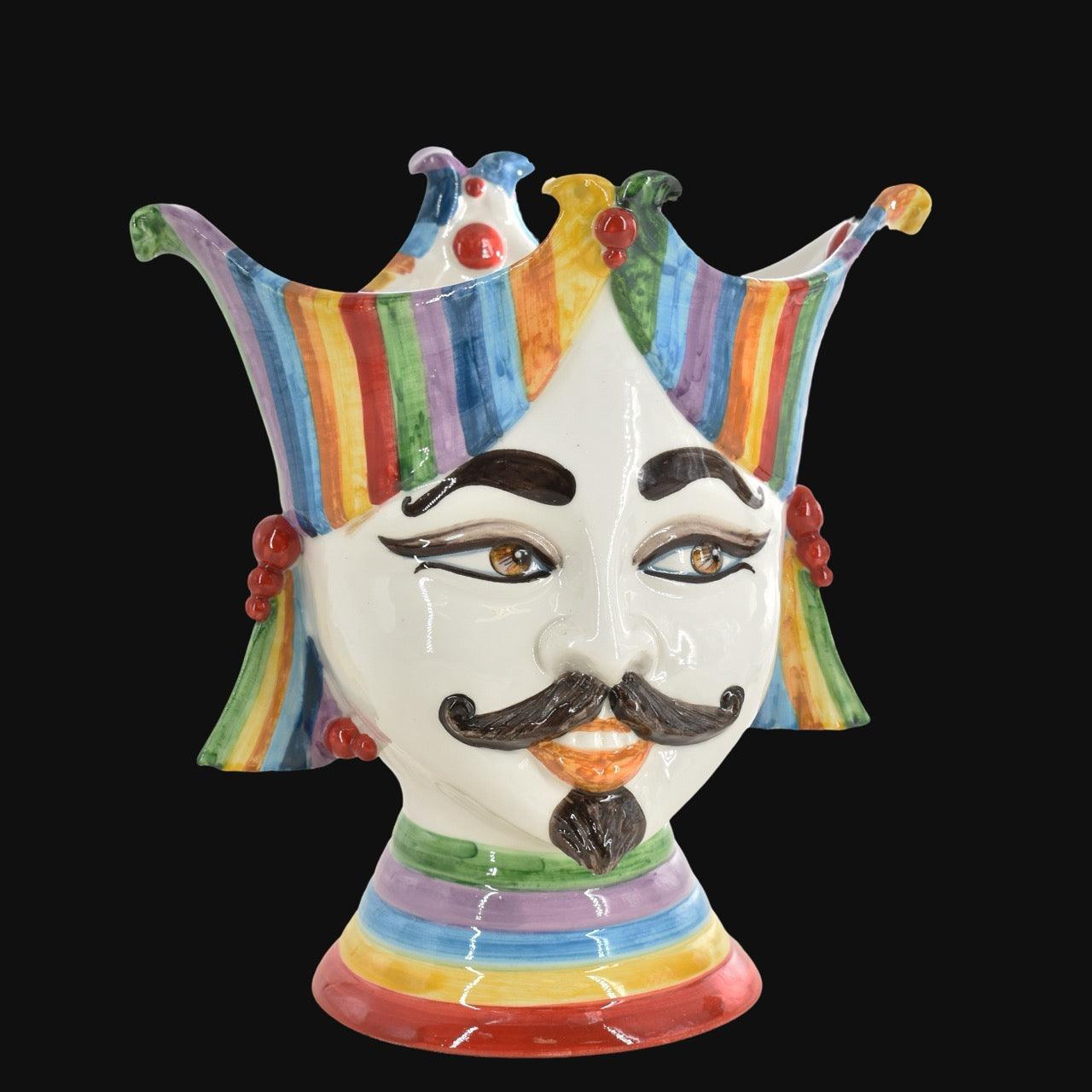 Testa di Moro "Aisha" 25 cm White and Color - Viso Uomo in Ceramica Siciliana - Ceramiche di Caltagirone Sofia