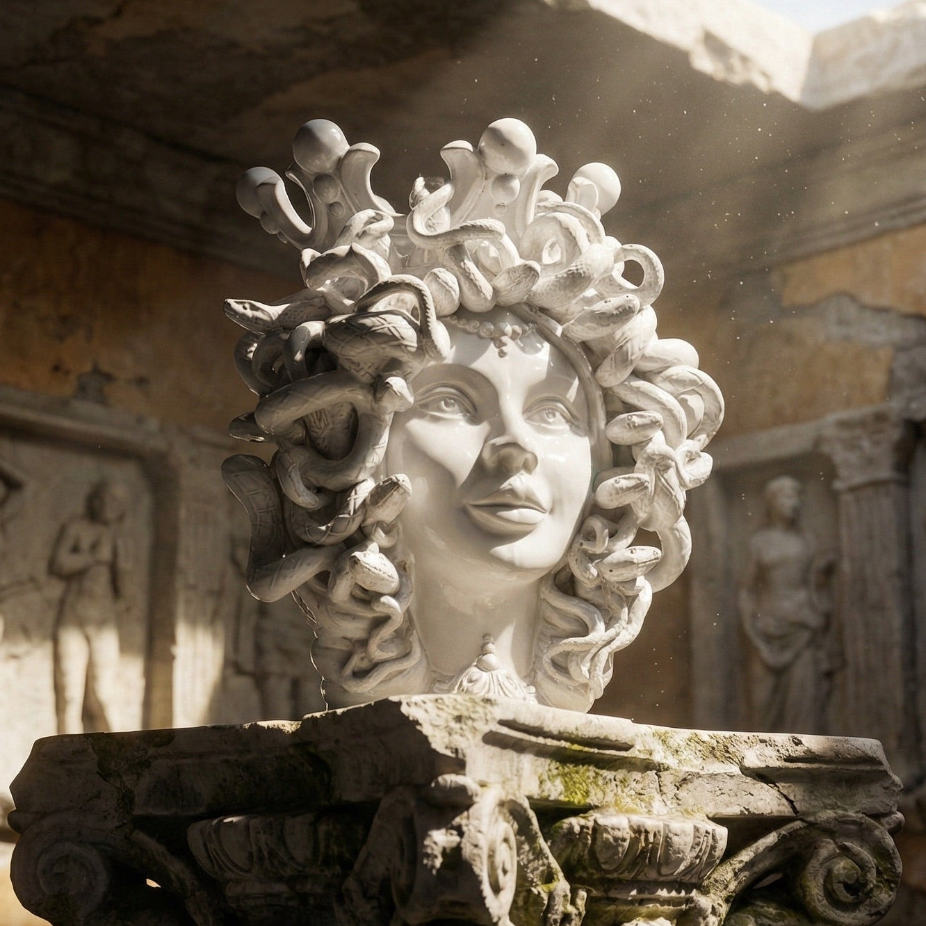Testa Medusa h 38 cm - White Line | Ceramica di Caltagirone