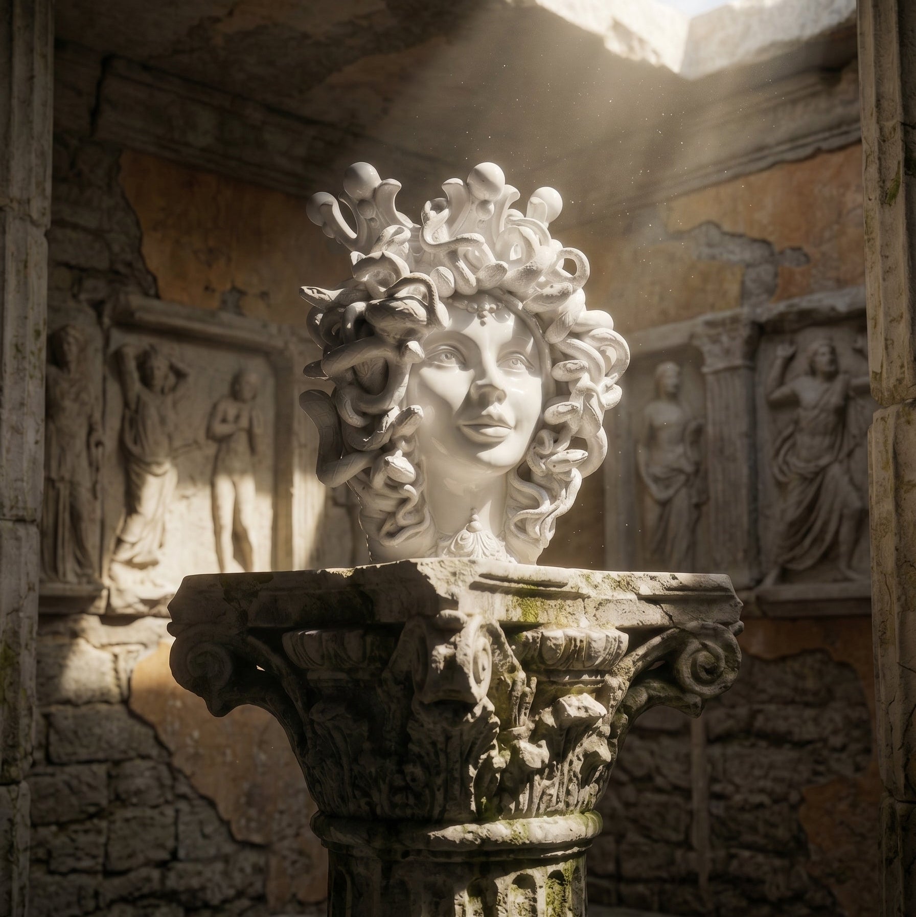 Testa Medusa h 38 cm - White Line | Ceramica di Caltagirone