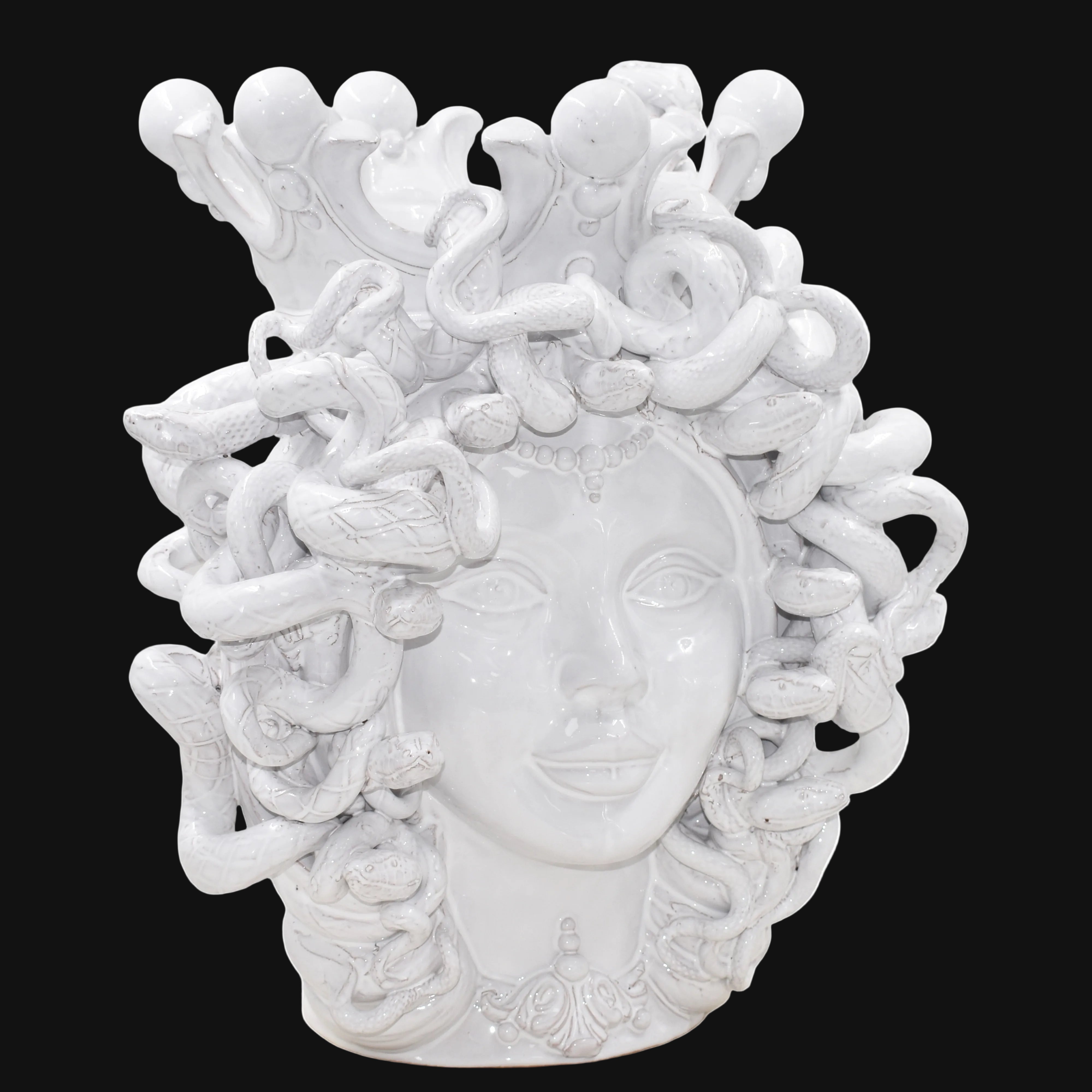 Testa Medusa h 38 cm - White Line | Ceramica di Caltagirone