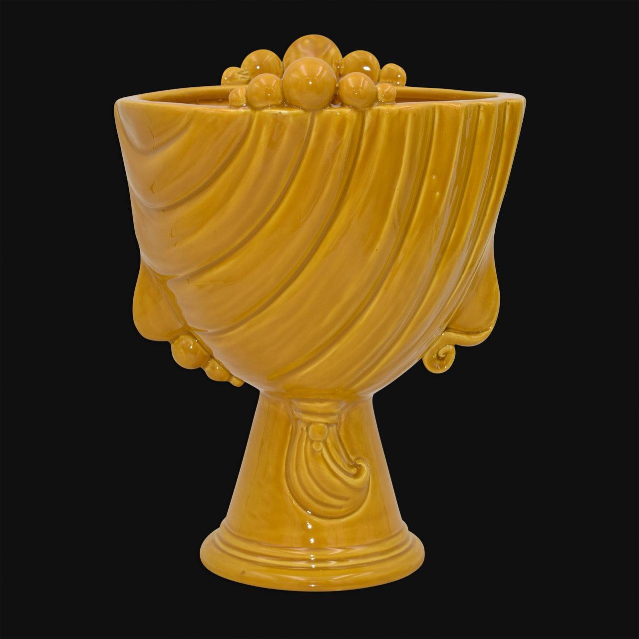 Testa Uomo Ceramica Caltagirone | Zahira Senape 30cm - Ceramiche di Caltagirone Sofia