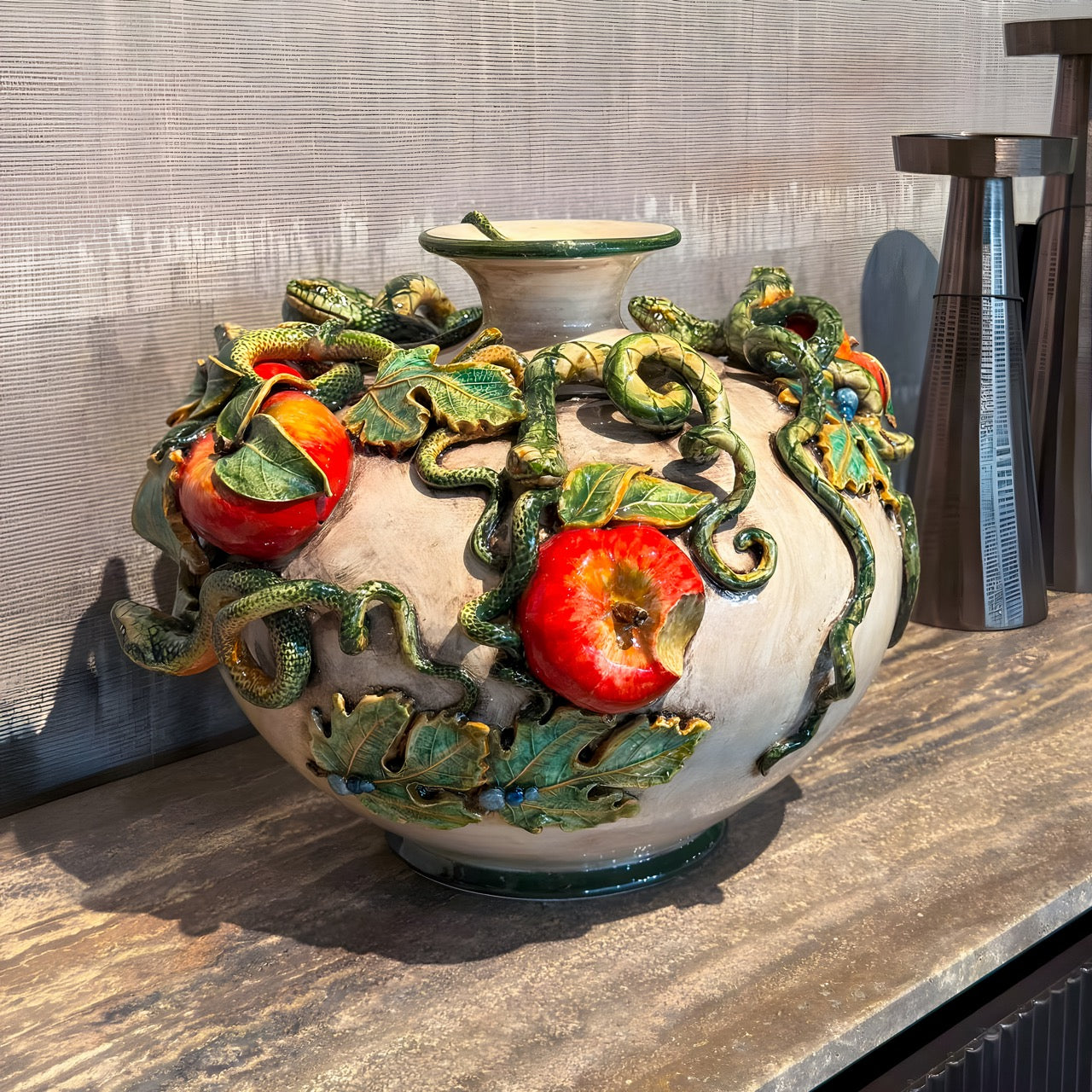 Vaso Eden in Ceramica di Caltagirone - Linea Giardini dell'Eden, Madreperla