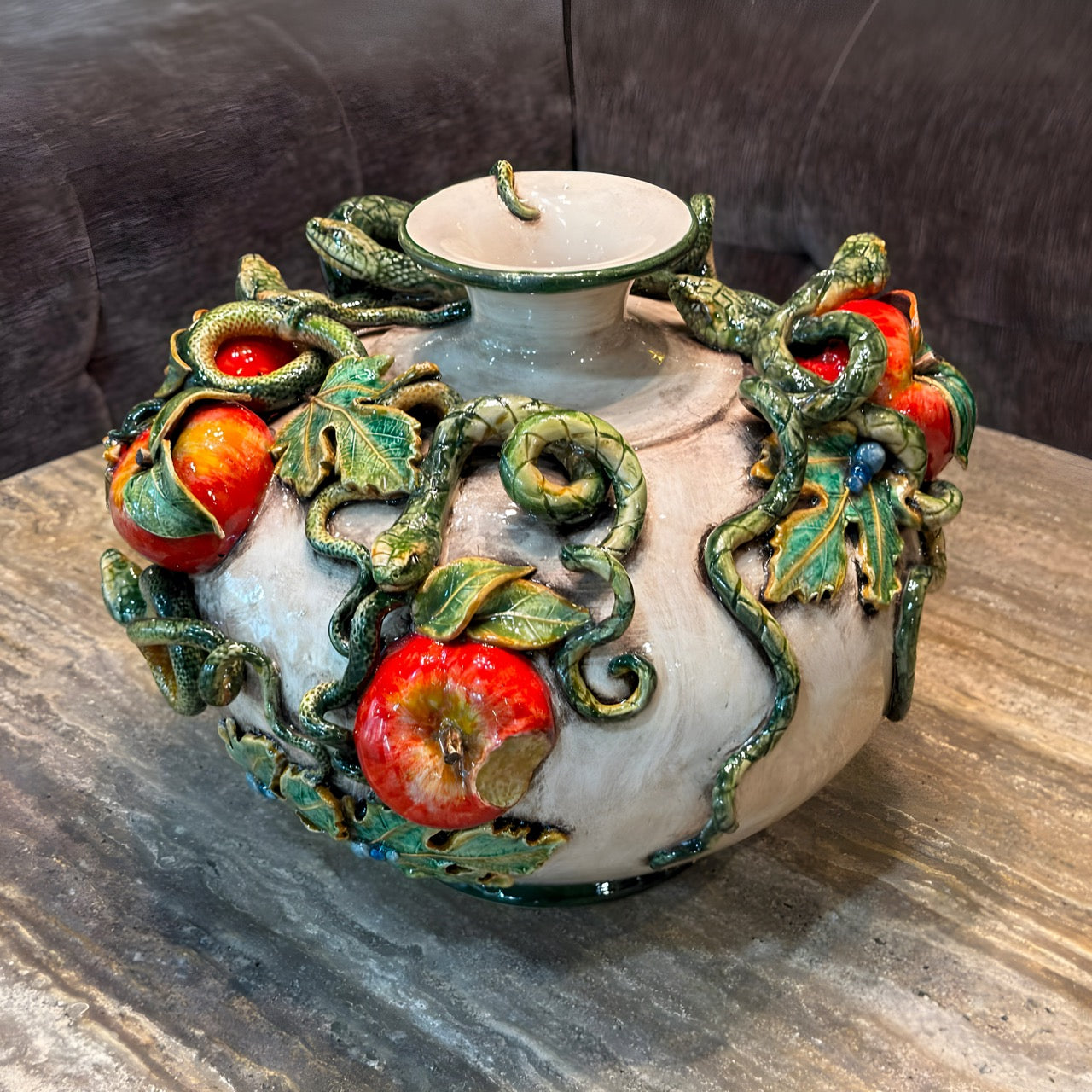Vaso Eden in Ceramica di Caltagirone - Linea Giardini dell'Eden, Madreperla