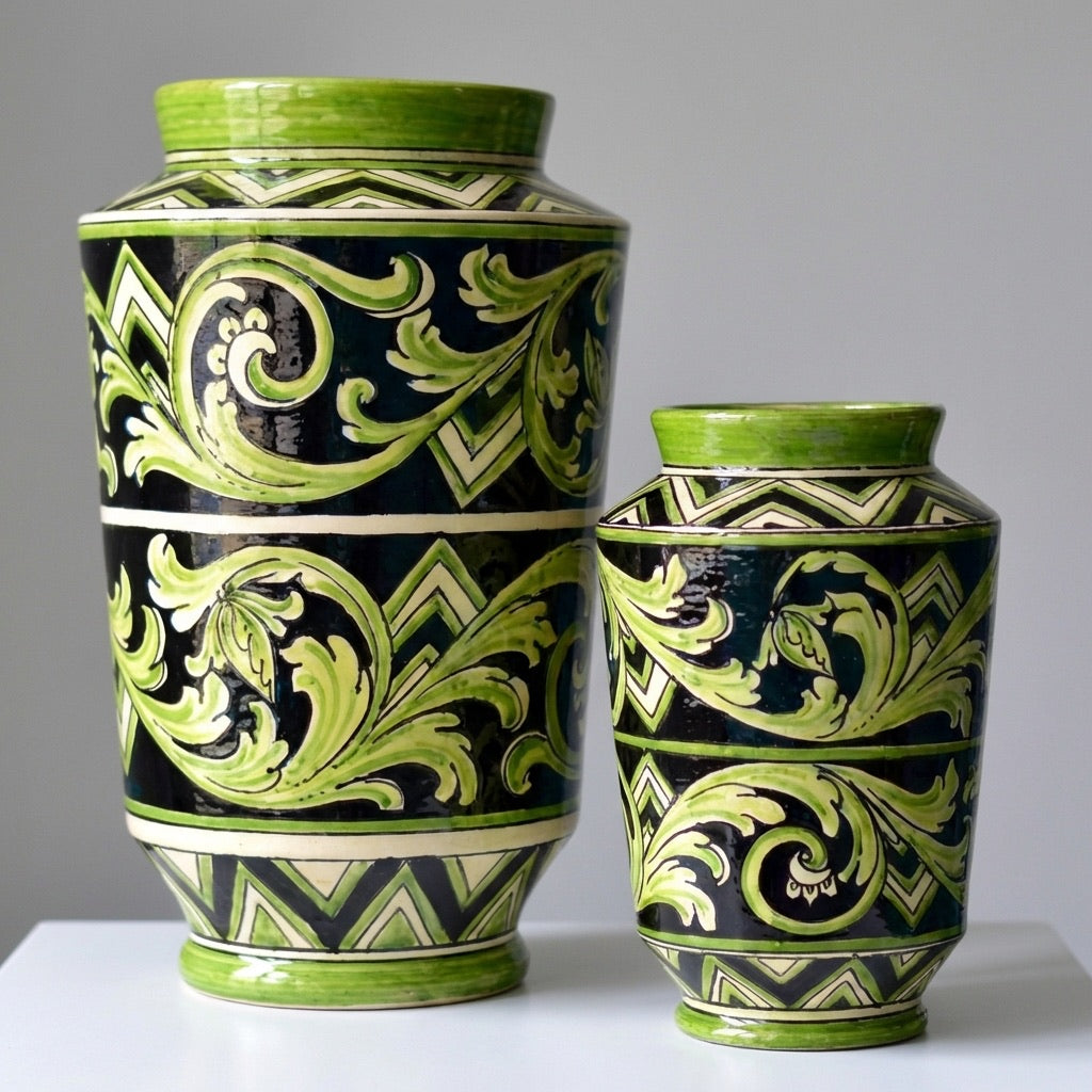 Vaso in Ceramica di Caltagirone - Linea Parigi, Nero e Verde