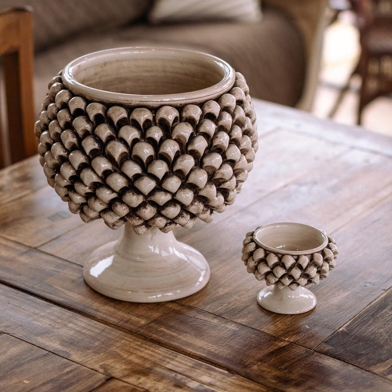 Vaso Mezza Pigna in Ceramica di Caltagirone - Madreperla Antichizzato
