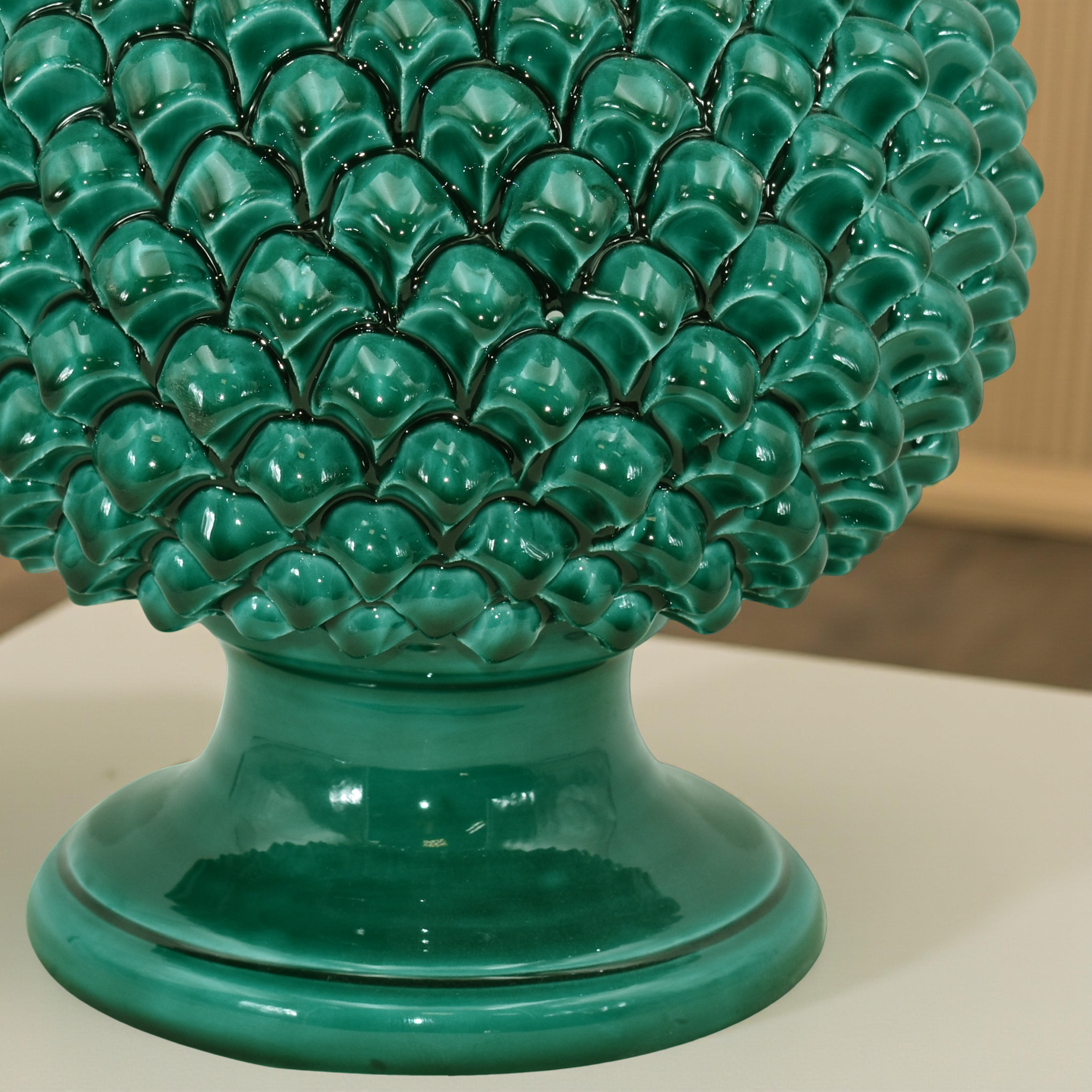 Vaso mezza pigna verde smeraldo in ceramica di Caltagirone - Ceramiche di Caltagirone Sofia