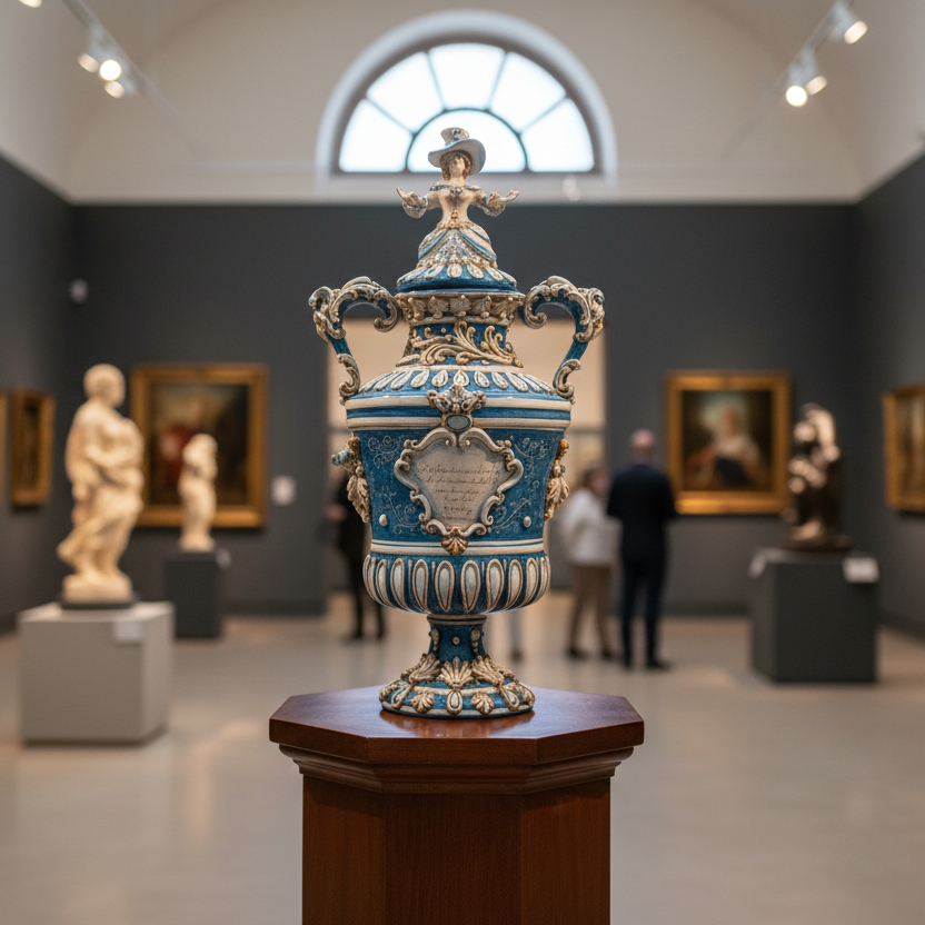 Vaso Monumentale Prosa in Ceramica di Caltagirone - Mono Blu, Serie Limitata