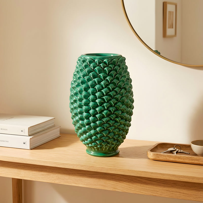 Vaso Pigna in Ceramica di Caltagirone - Verde Smeraldo